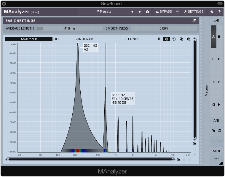 Studio FET Compressor frequency analysis