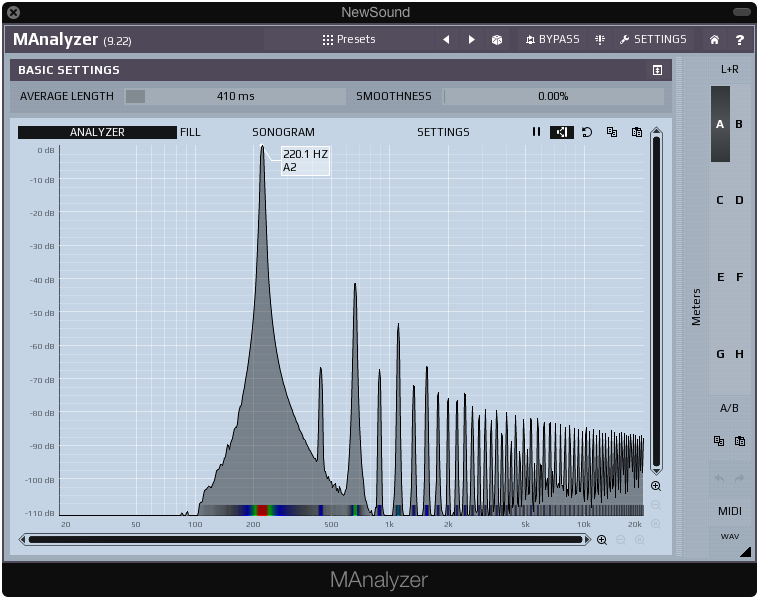 Klanghelm Mk 2 frequency analysis