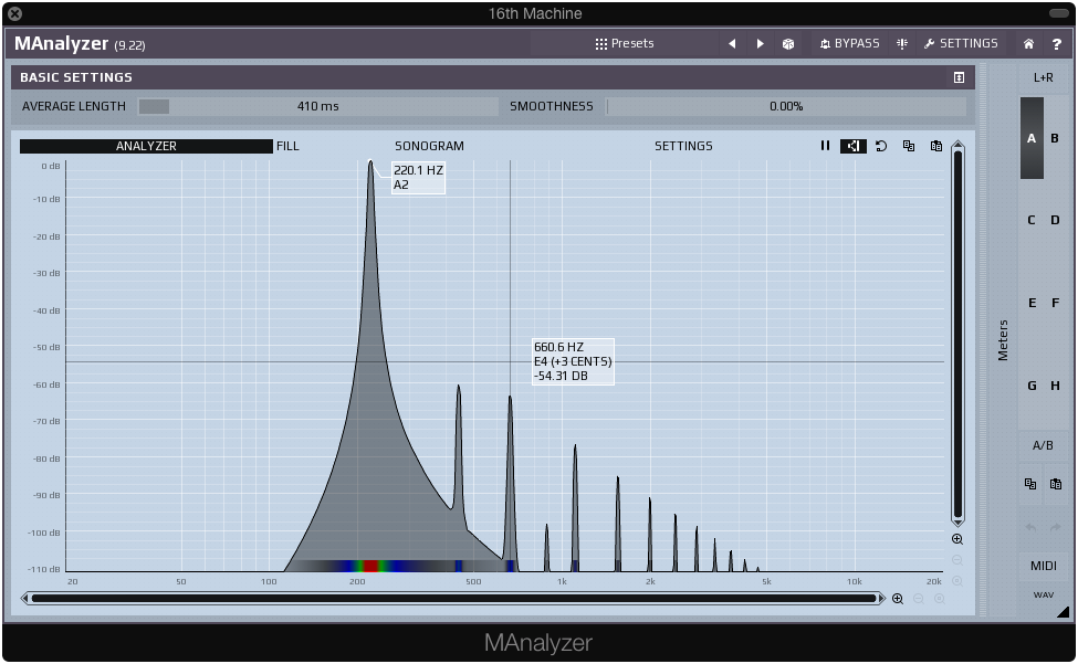 PuigTec MEQ5 frequency analysis