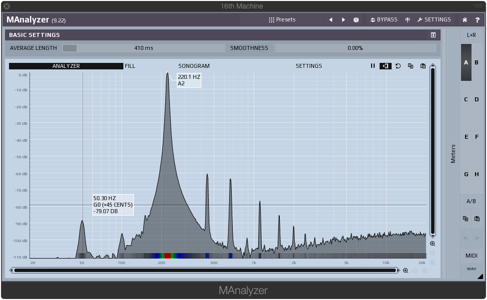 PuigTec MEQ5 frequency analysis